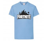 Футболка детская Фортнайт (Fortnite LOGO) светло голубая (FT-02) 152 см