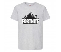 Футболка детская Фортнайт (Fortnite LOGO) серая (FT-02) 152 см