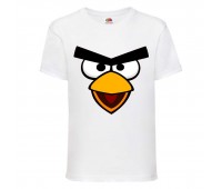 Футболка детская Энгри Бердс  (Angry Birds) белая (AB-face- white) 164 см
