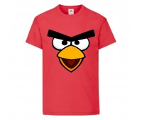 Футболка детская Энгри Бердс  (Angry Birds) красная  (AB-face-red) 152 см