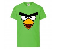 Футболка детская Энгри Бердс  (Angry Birds) свето-зеленая  (AB-face-green) 116 см
