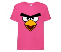 Футболка детская Энгри Бердс  (Angry Birds) розовая  (AB-face-pink) 104 см