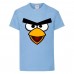Футболка детская Энгри Бердс  (Angry Birds) свето-голубая  (AB-face-blue) 116 см