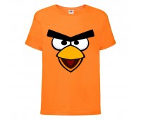 Футболка детская Энгри Бердс  (Angry Birds) оранжевая (AB-face-orange) 104 см