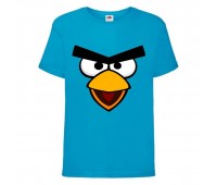 Футболка детская Энгри Бердс  (Angry Birds) голубой  (AB-face-blue) 104 см