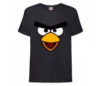 Футболка детская Энгри Бердс  (Angry Birds) черный (AB-face-black ) 164 см