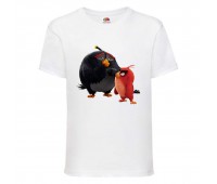 Футболка детская Энгри Бердс  (Angry Birds) белая (AB-red&bomb-white) 104 см
