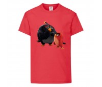Футболка детская Энгри Бердс  (Angry Birds) красная (AB-red&bomb-red) 164 см