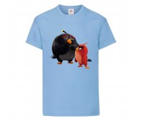 Футболка детская Энгри Бердс  (Angry Birds) светло-голубая (AB-red&bomb-blue) 104 см