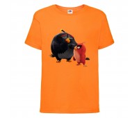 Футболка детская Энгри Бердс  (Angry Birds) оранжевая (AB-red&bomb-orange) 104 см
