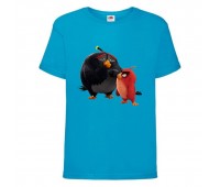 Футболка детская Энгри Бердс  (Angry Birds) голубая (AB-red&bomb-blue) 104 см