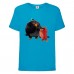 Футболка детская Энгри Бердс  (Angry Birds) голубая (AB-red&bomb-blue) 128 см