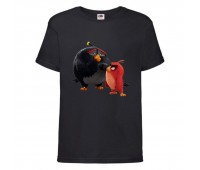 Футболка детская Энгри Бердс  (Angry Birds) черная (AB-red&bomb-black) 152 см