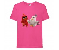 Футболка детская Энгри Бердс  (Angry Birds) розовая (AB-red&matilda-pink) 104 см