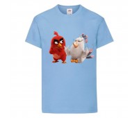 Футболка детская Энгри Бердс  (Angry Birds) светло-голубая (AB-red&matilda-blue) 104 см