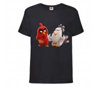Футболка детская Энгри Бердс  (Angry Birds) черная  (AB-red&matilda-black) 140 см