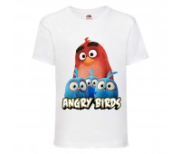 Футболка детская Энгри Бердс  (Angry Birds) белая (AB-red&chicks-white) 164 см