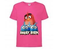 Футболка детская Энгри Бердс  (Angry Birds) розовая (AB-red&chicks-pink) 104 см