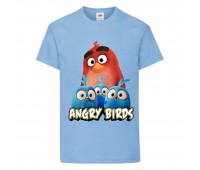 Футболка детская Энгри Бердс  (Angry Birds) светло-голубая (AB-red&chicks-blue) 104см