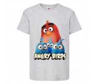 Футболка детская Энгри Бердс  (Angry Birds) серая (AB-red&chicks-gray) 104см