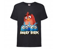 Футболка детская Энгри Бердс  (Angry Birds) черная  (AB-red&chicks-black) 152 см