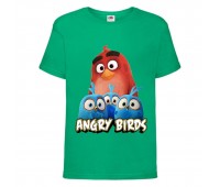 Футболка детская Энгри Бердс  (Angry Birds) зеленая  (AB-red&chicks-dark-green) 116 см