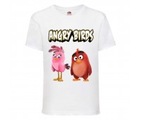 Футболка детская Энгри Бердс  (Angry Birds) белая (AB-red&bird-white) 164 см