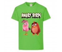 Футболка детская Энгри Бердс  (Angry Birds) светло-зеленая (AB-red&bird-green) 116 см