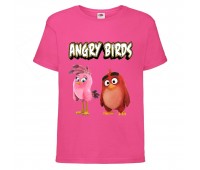 Футболка детская Энгри Бердс  (Angry Birds) розовая (AB-red&bird-pink) 104 см