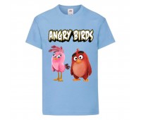 Футболка детская Энгри Бердс  (Angry Birds) светло-голубая (AB-red&bird-blue) 104 см
