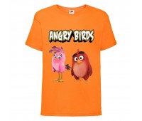Футболка детская Энгри Бердс  (Angry Birds) оранжевая (AB-red&bird-orange) 104 см