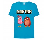 Футболка детская Энгри Бердс  (Angry Birds) голубая (AB-red&bird-blue) 104 см