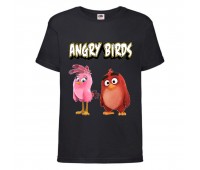 Футболка детская Энгри Бердс  (Angry Birds) черная (AB-red&bird-black) 140 см