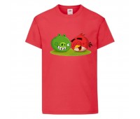 Футболка детская Энгри Бердс  (Angry Birds) красная  (AB-red&svin-red) 152 см