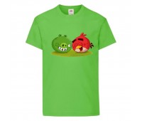 Футболка детская Энгри Бердс  (Angry Birds) светло-зеленая  (AB-red&svin-green) 116 см