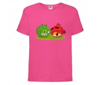 Футболка детская Энгри Бердс  (Angry Birds) розовая  (AB-red&svin-pink) 104 см