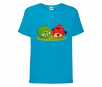 Футболка детская Энгри Бердс  (Angry Birds) голубая  (AB-red&svin-blue) 104 см