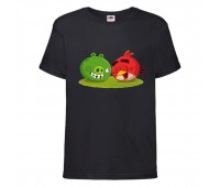 Футболка детская Энгри Бердс  (Angry Birds) черная  (AB-red&svin-black) 104 см
