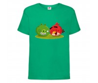 Футболка детская Энгри Бердс  (Angry Birds) зеленая  (AB-red&svin-green) 164 см