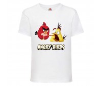 Футболка детская Энгри Бердс  (Angry Birds) белая  (AB-red&chak-white) 152 см