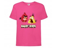 Футболка детская Энгри Бердс  (Angry Birds)  розовая (AB-red&chak-pink) 104 см