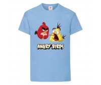 Футболка детская Энгри Бердс  (Angry Birds) светло-голубая  (AB-red&chak-blue) 104 см