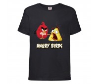 Футболка детская Энгри Бердс  (Angry Birds) черная  (AB-red&chak-black) 140 см