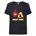 Футболка детская Энгри Бердс  (Angry Birds) черная  (AB-red&chak-black) 140 см