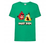 Футболка детская Энгри Бердс  (Angry Birds) зеленая  (AB-red&chak-green) 164 см