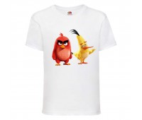 Футболка детская Энгри Бердс  (Angry Birds) белая  (AB-red&chak-2-white) 140 см