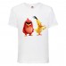 Футболка детская Энгри Бердс  (Angry Birds) белая  (AB-red&chak-2-white) 140 см