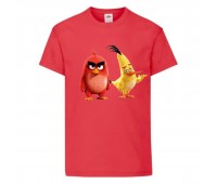 Футболка детская Энгри Бердс  (Angry Birds)  красная  (AB-red&chak-2-red) 140 см