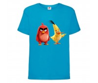 Футболка детская Энгри Бердс  (Angry Birds) голубая  (AB-red&chak-2-blue) 104 см