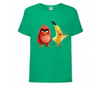 Футболка детская Энгри Бердс  (Angry Birds) зеленая  (AB-red&chak-2-green) 104 см